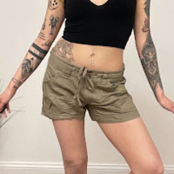 Patagonia Button Fly Linen Chino Shorts Drawstring Waist Size 6 Olive Green - Picture 4 of 12